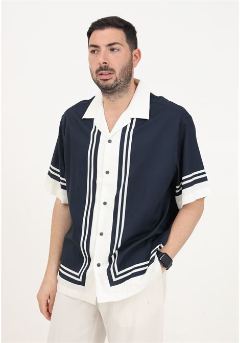 Men's blue short-sleeved shirt with contrasting trim SELECTED HOMME | 16093882Sky Captain